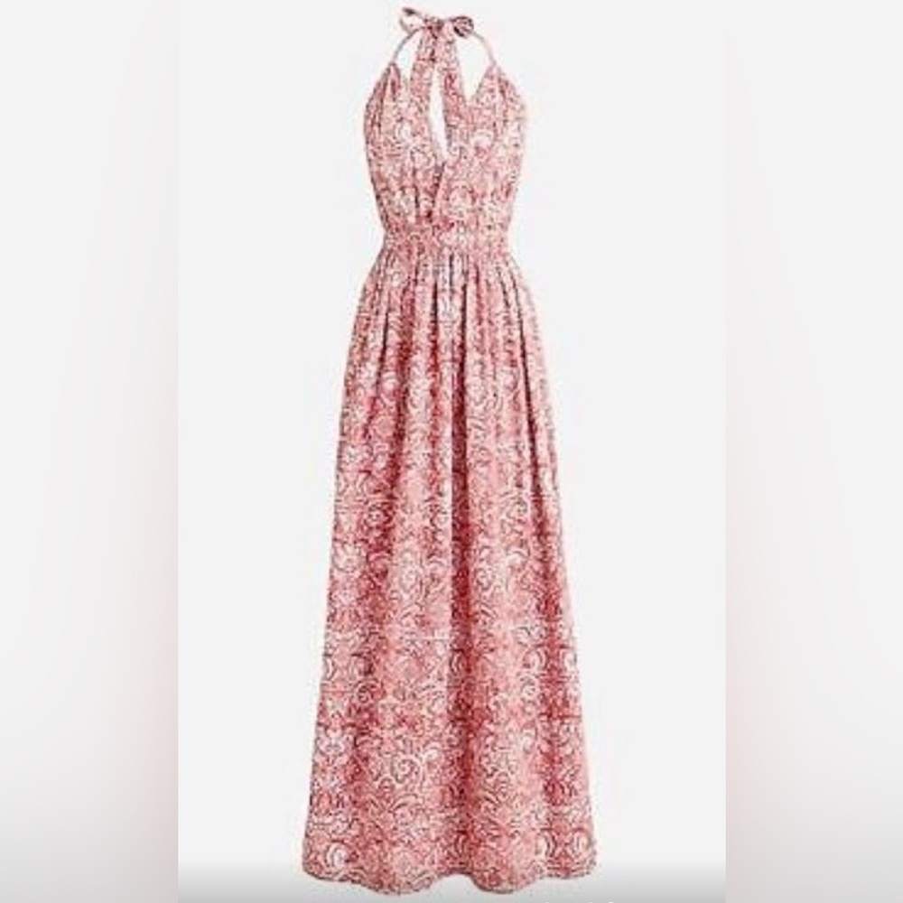 JCrew Collection Poplin Halter Open-back Maxi Dress, size M, NWT - Picture 3 of 7